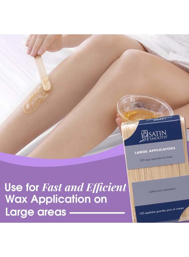 Satin Smooth Satin Smooth Large Applicators For Hair Removal (Arms, Armpit, Legs, Chest, And Back Unwanted Hair Waxing) 100 ct x 2 packs - Image 2
