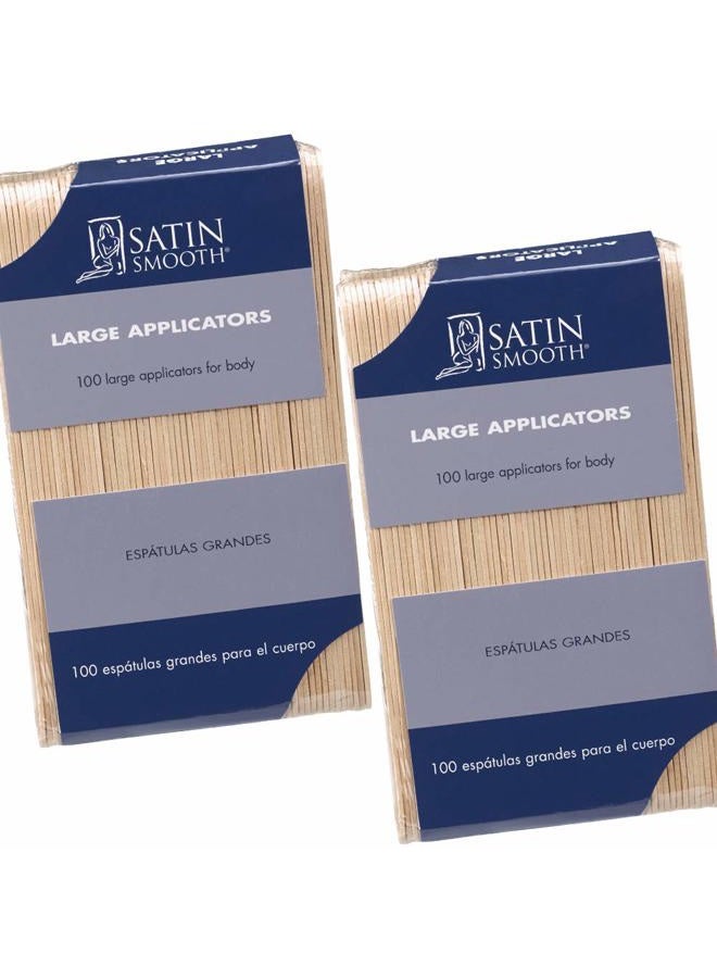Satin Smooth Satin Smooth Large Applicators For Hair Removal (Arms, Armpit, Legs, Chest, And Back Unwanted Hair Waxing) 100 ct x 2 packs - Image 1