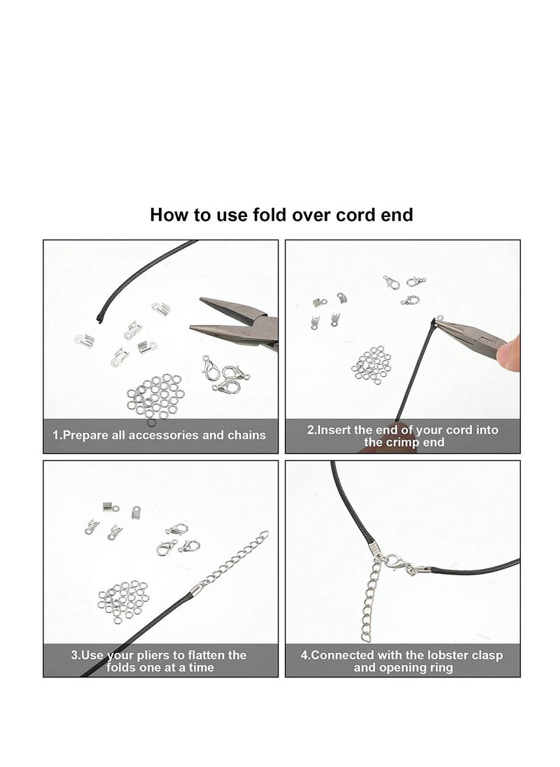 DIY Jewelry Leather Cord Clip Clip Buckle Wire Clip Clip Tongue Bag Buckle Bracelet Jewelry Material, Fold Over Cord Ends Cord Crimp End Tips Fold-Over End Caps Leather Ribbon Ending Clasp - Image 1