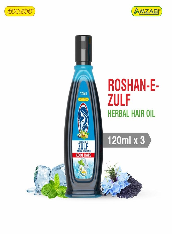 LooLoo Roshan-e-Zulf Hair Oil 120ml |Herbal Hair Oil |Mint, Brahmi & Henna - Pack of 3 (120ml each) - Image 2