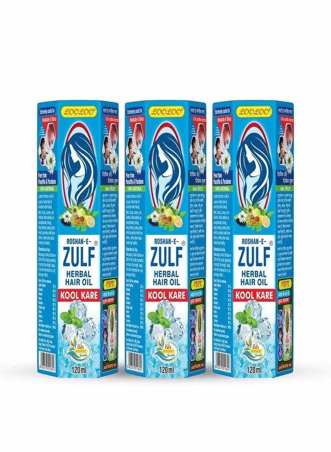 LooLoo Roshan-e-Zulf Hair Oil 120ml |Herbal Hair Oil |Mint, Brahmi & Henna - Pack of 3 (120ml each) - Image 1