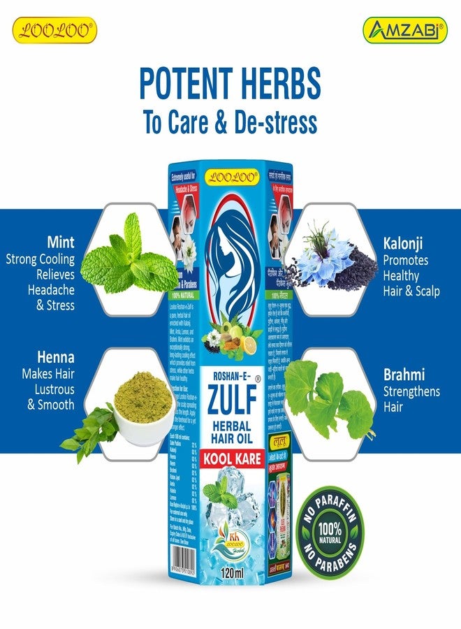 LooLoo Roshan-e-Zulf Hair Oil 120ml |Herbal Hair Oil |Mint, Brahmi & Henna - Pack of 3 (120ml each) - Image 4