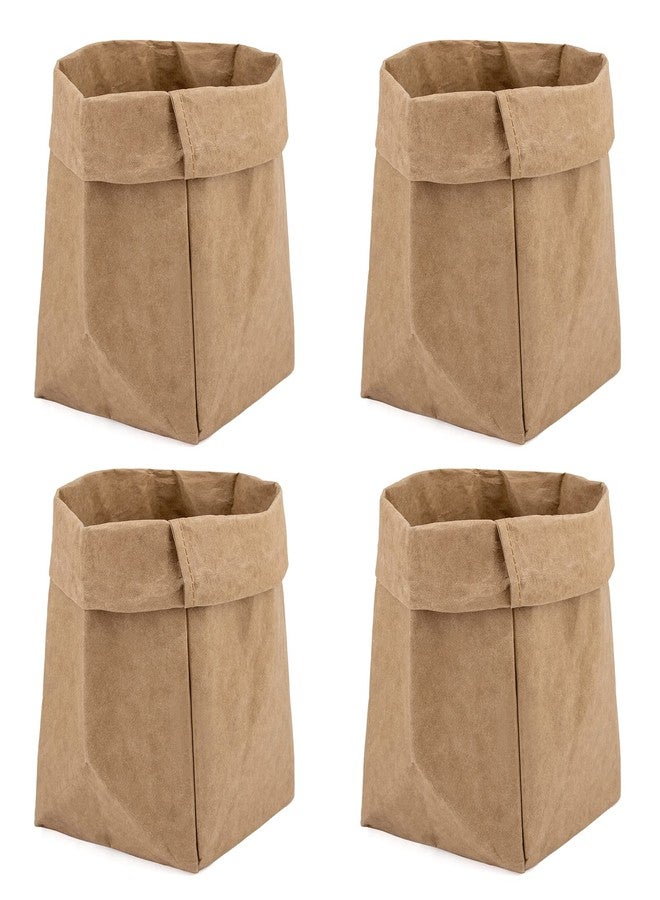 Muka 4 Pack Washable Kraft Paper Bag, Cosmetic Organizer Makeup Brush Cup Holder 4-3/4 x 4-3/4 x 8-3/4 Inch - Image 1
