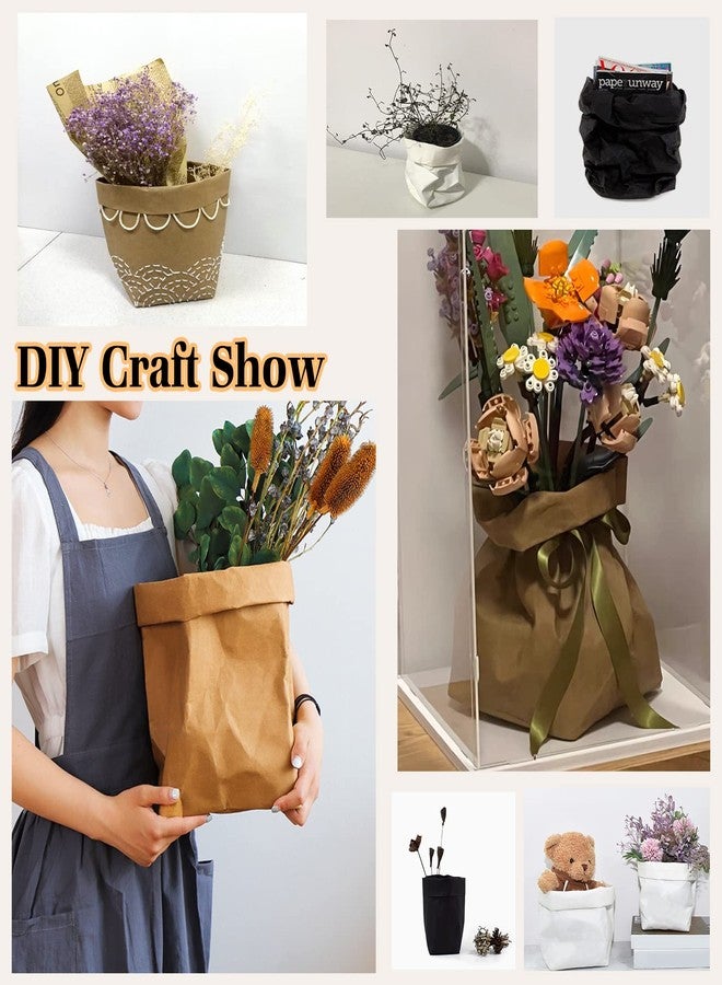 Muka 4 Pack Washable Kraft Paper Bag, Cosmetic Organizer Makeup Brush Cup Holder 4-3/4 x 4-3/4 x 8-3/4 Inch - Image 4