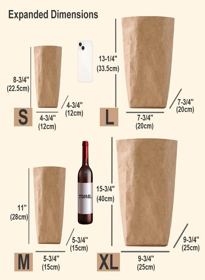 Muka 4 Pack Washable Kraft Paper Bag, Cosmetic Organizer Makeup Brush Cup Holder 4-3/4 x 4-3/4 x 8-3/4 Inch - Image 2
