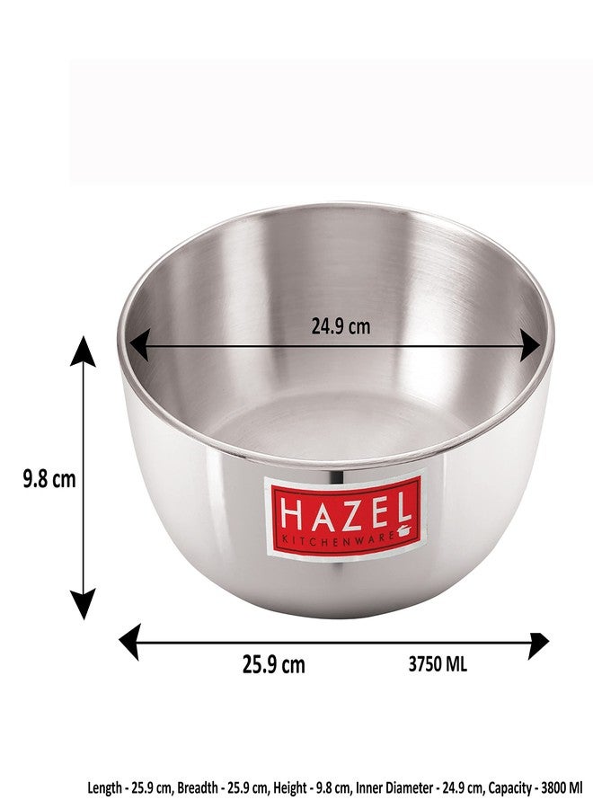 HAZEL Aluminium Kadai Without Handle | 3750 ml Induction Base Tasla Kadhai with 4 mm Thickness and Round Bottom | Multipurpose Food-Grade Aluminium Bottom Cookware - Image 2