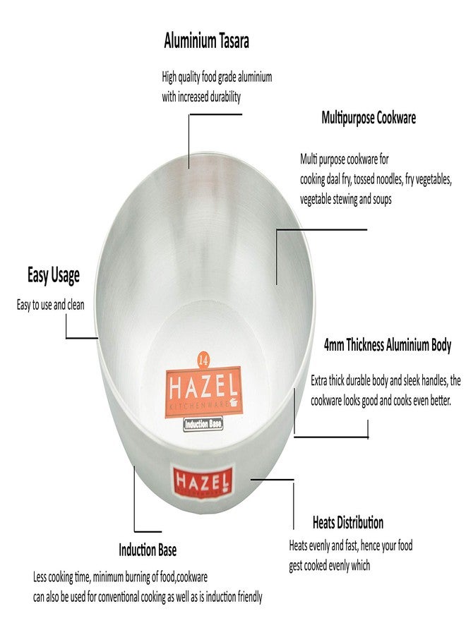 HAZEL Aluminium Kadai Without Handle | 3750 ml Induction Base Tasla Kadhai with 4 mm Thickness and Round Bottom | Multipurpose Food-Grade Aluminium Bottom Cookware - Image 3