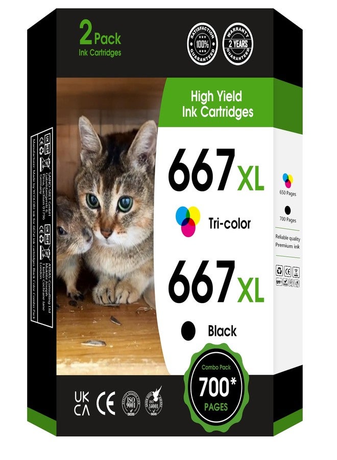 fannster 667XL 667 XL Black and Color Replacement for HP 667 XL 667 Ink Cartridges for Deskjet Ink Advantage 1275 2375,DeskJet2775,1275 2374 2375 2376 2775 2776 6075 6475 6476 Printers (1 Black, 1 Tri-Color) - Image 1