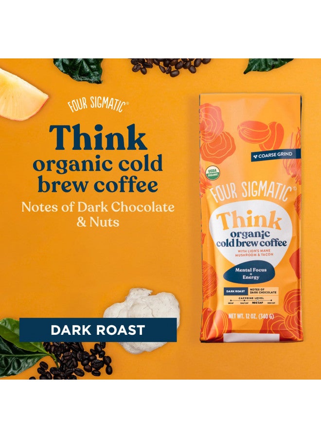 Four Sigmatic FOUR SIGMATIC Organic Cold Brew Coffee Grounds by Four Sigmatic | Dark Roast, Fair Trade Coarse Grounds with Lion's Mane and Chaga | Cold Brew Mushroom Coffee for Crash-Free Focus | 12 oz Bag  - Image 4