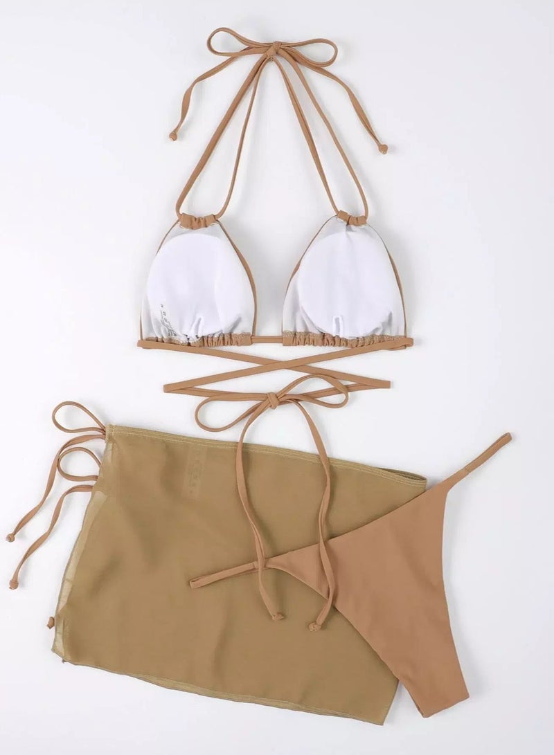 Generic 3pack Triangle Thong Bikini Swimsuit & Beach Skirt - Image 2