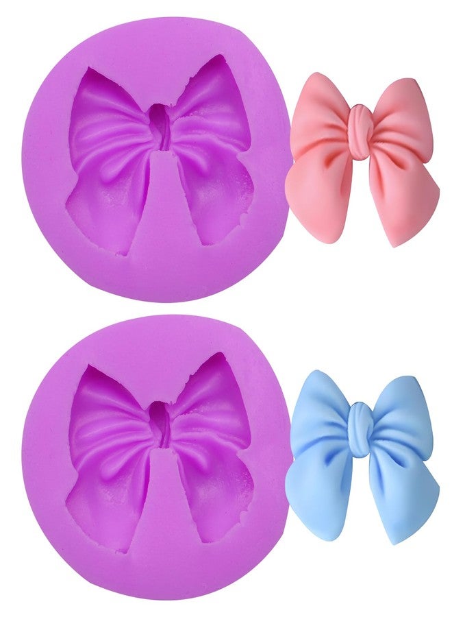 acvcatto Bowknot Fondant Mold Bow Tie Silicone Mold for Cake Decorating Cupcake Topper Chocolate Sugar Candy Cake Pop Craft Gum Paste Polymer Clay Set of 2 - Image 1