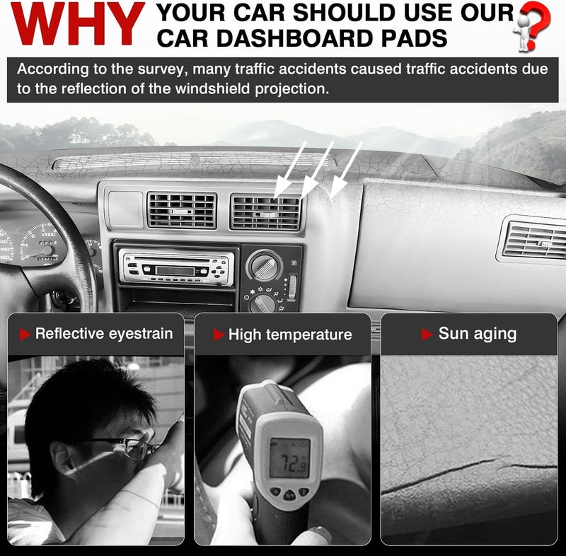 Autorder Dashboard Cover Mat for 1994-1997 Chevrolet Chevy S10 Blazer/GMC Jimmy Sonoma&1996 1997 Olds Oldsmobile Bravada Accessories Dash Cover Upgrade Velvet Dash Mat UV Rays Protector - Image 2