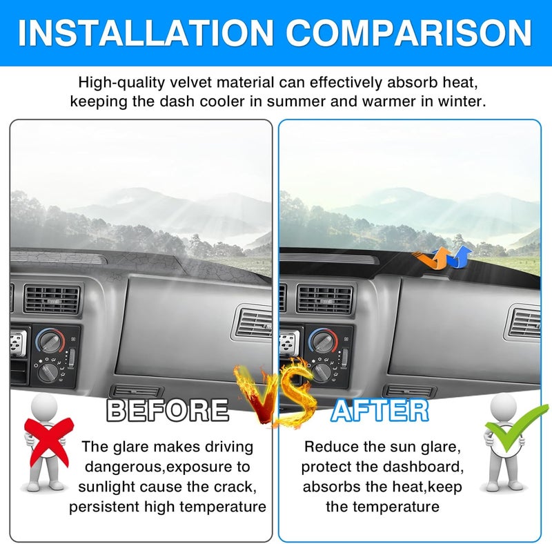 Autorder Dashboard Cover Mat for 1994-1997 Chevrolet Chevy S10 Blazer/GMC Jimmy Sonoma&1996 1997 Olds Oldsmobile Bravada Accessories Dash Cover Upgrade Velvet Dash Mat UV Rays Protector - Image 3
