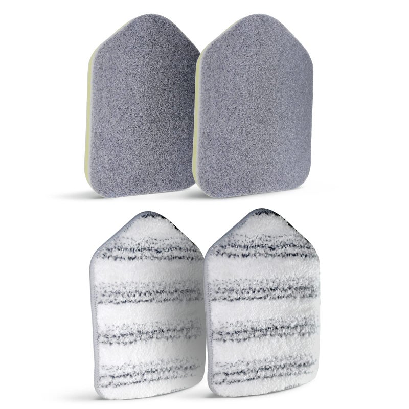 MOSEN Replacement Head Scrubber Pad for Tub Tile Scrubber Brush  Include 2 Scouring Pad and 2 Microfiber Pad