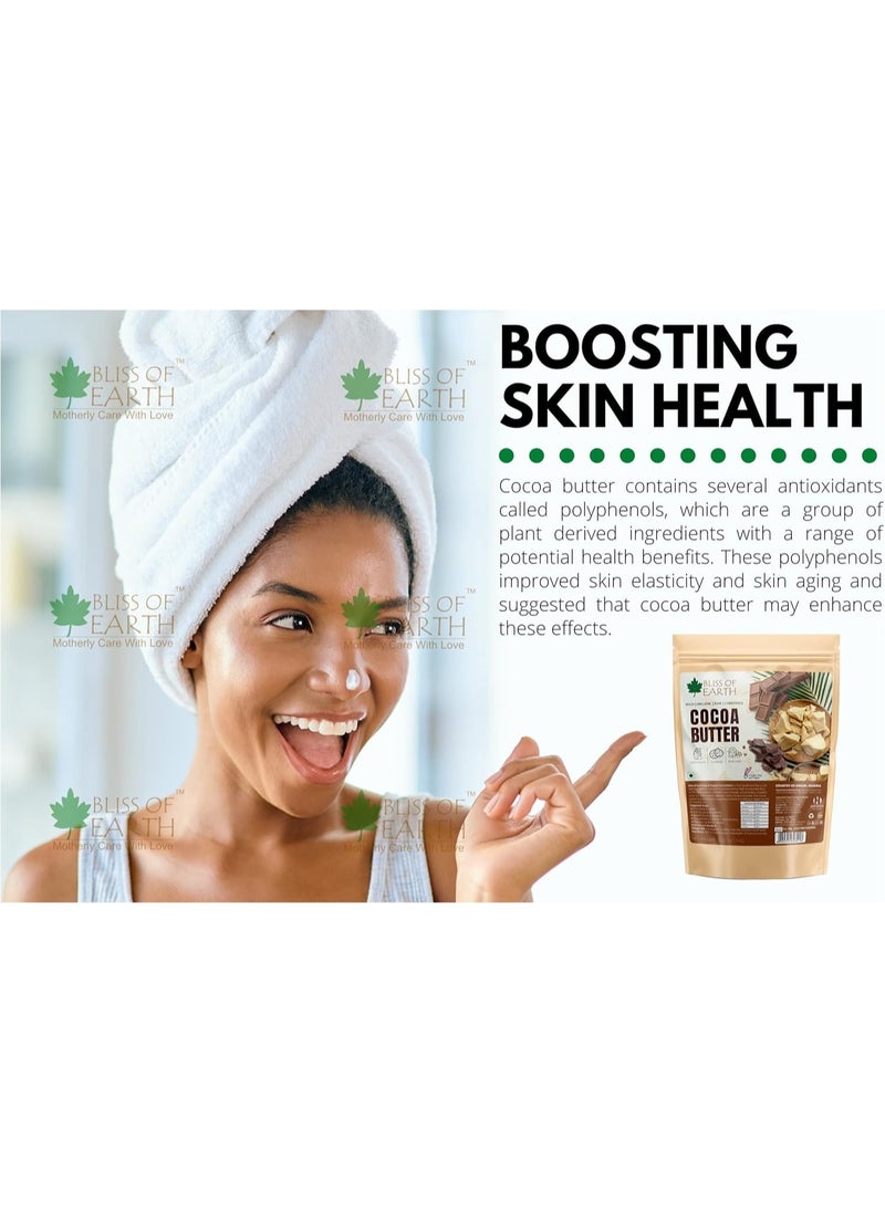 BLISS OF EARTH Cocoa Butter 100% Pure Organic Raw 500GM Raw Unrefined African Great For Face, Skin, Body and Lips Pack of 3  - Image 3