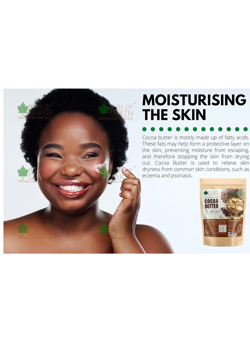 BLISS OF EARTH Cocoa Butter 100% Pure Organic Raw 500GM Raw Unrefined African Great For Face, Skin, Body and Lips Pack of 3  - Image 4