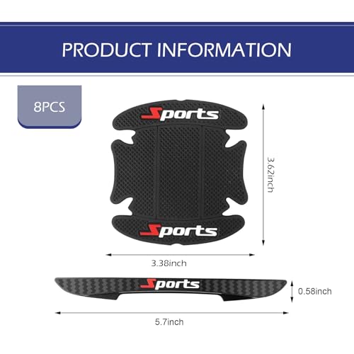 winterrock 8PCS Car Door Protectors, Sports Car Door Bowl Scratch Protector Sticker, Door Handle Protectors for Vehicles, Universal Auto Doors Handle Paint Guard Cover for Most Car, SUV, Truck - Image 2