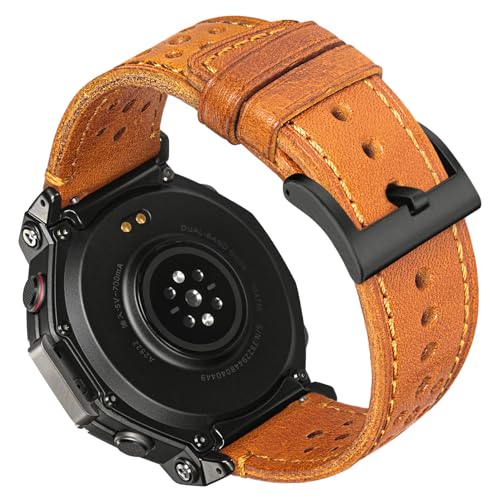 HEMSUT Genuine Leather Perforated Watch Band for Amazfit TRexTRex PROTRex 2TRex 3TRex 3 PRO 48MMTRex 3 PRO 44MM Trex UltraTrex Ultra 2 - Image 1