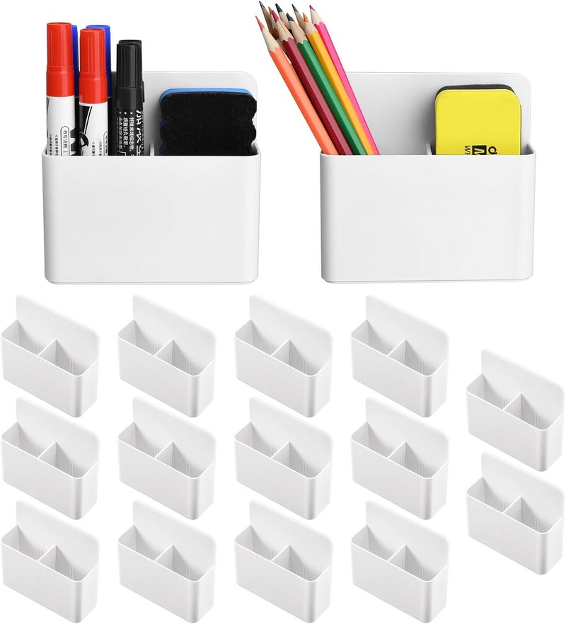 Marbrasse Mabrasse 16p Magnetic Dry Erase Marker Holder,Pen and Eraser Holder for Whiteboard, Magnet Pencil Cup Utility Storage Organizer for Office, Refrigerator, Locker and Metal Cabinets (16 Pack) - Image 1