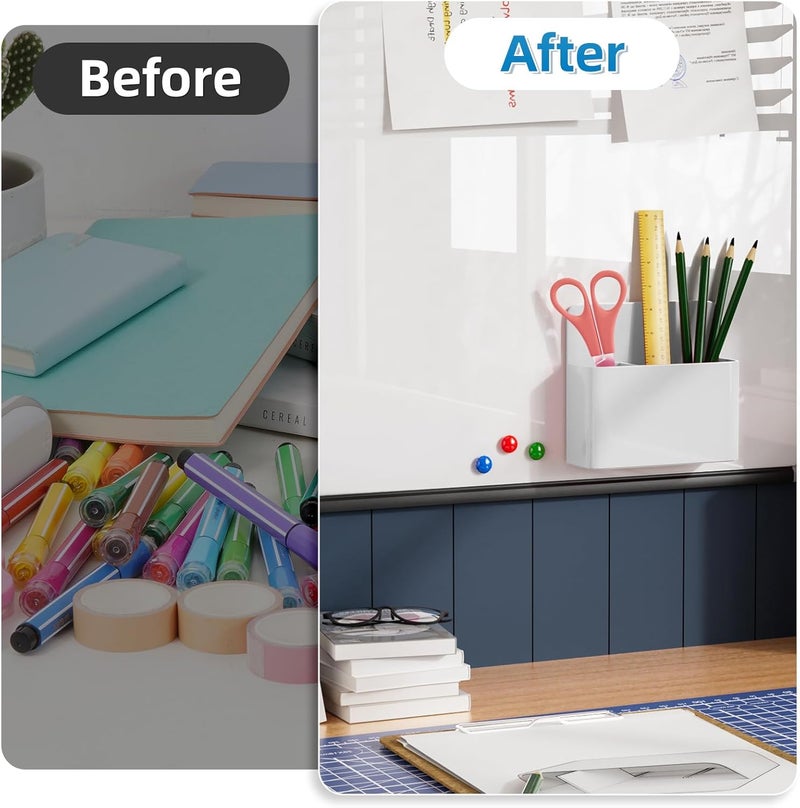 Marbrasse Mabrasse 16p Magnetic Dry Erase Marker Holder,Pen and Eraser Holder for Whiteboard, Magnet Pencil Cup Utility Storage Organizer for Office, Refrigerator, Locker and Metal Cabinets (16 Pack) - Image 3