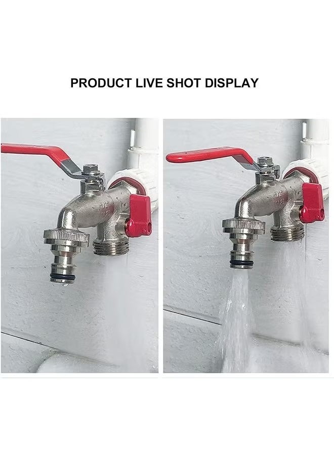 OMEVE Garden Faucet, 1 in 2 Out Dual Shut Off Valve Heatproof Antifreezing Copper Outdoor Water Faucet with Nipple Interface PTFE Tape, Garden Hose Faucet for Outdoor Irrigation Watering - Image 2