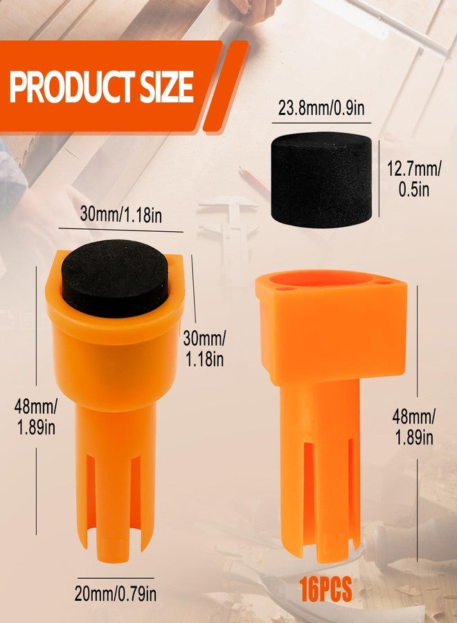 dcvbny 16Pcs Woodworking Bench Dogs Hole Clamps, Nonslip Eva Workbench Peg Brake Stops,Plastic Table T-Track Planing Stop Positioning Plug Bench Brake Inserts Woodworking Accessories (20mm) - Image 2