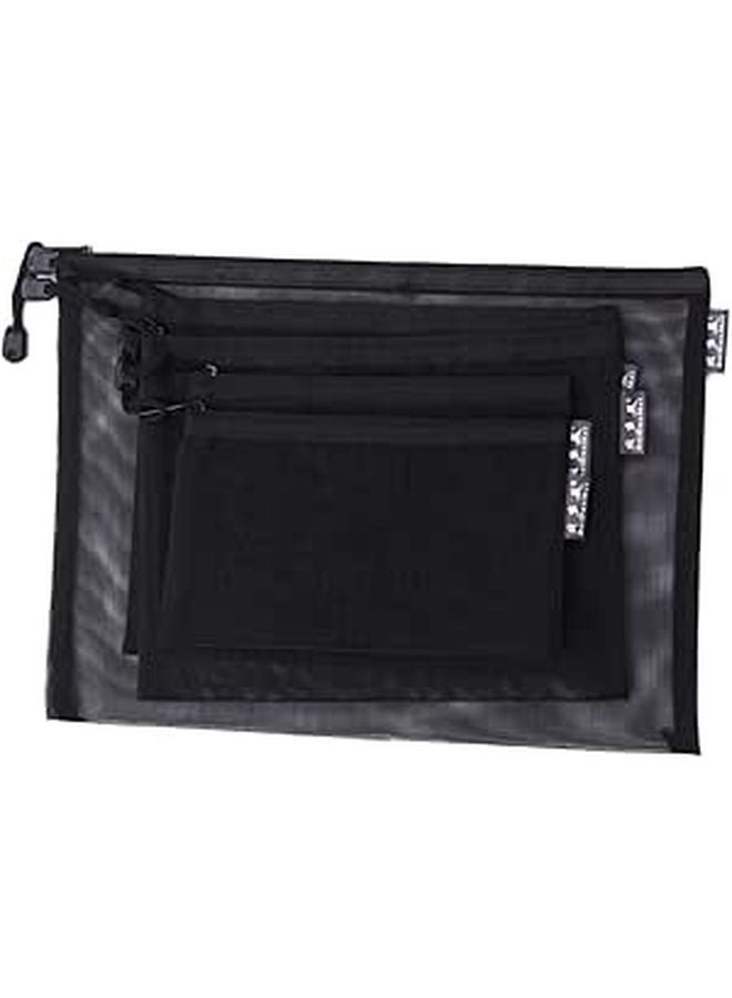 5Pcs Mesh Zipper File Pouch For Office School Stationery Supplies Pencil Bag - Image 1