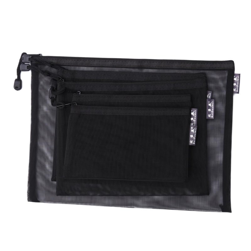 5Pcs Mesh Zipper File Pouch For Office School Stationery Supplies Pencil Bag - Image 2