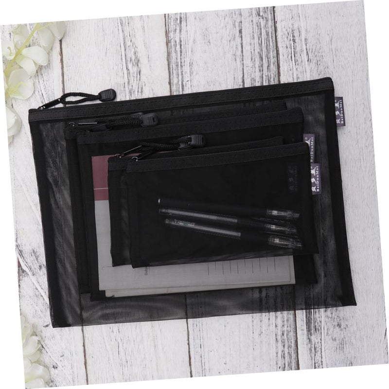 5Pcs Mesh Zipper File Pouch For Office School Stationery Supplies Pencil Bag - Image 3