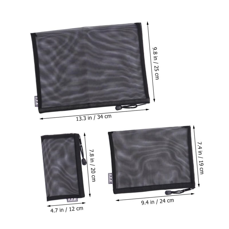 5Pcs Mesh Zipper File Pouch For Office School Stationery Supplies Pencil Bag - Image 4