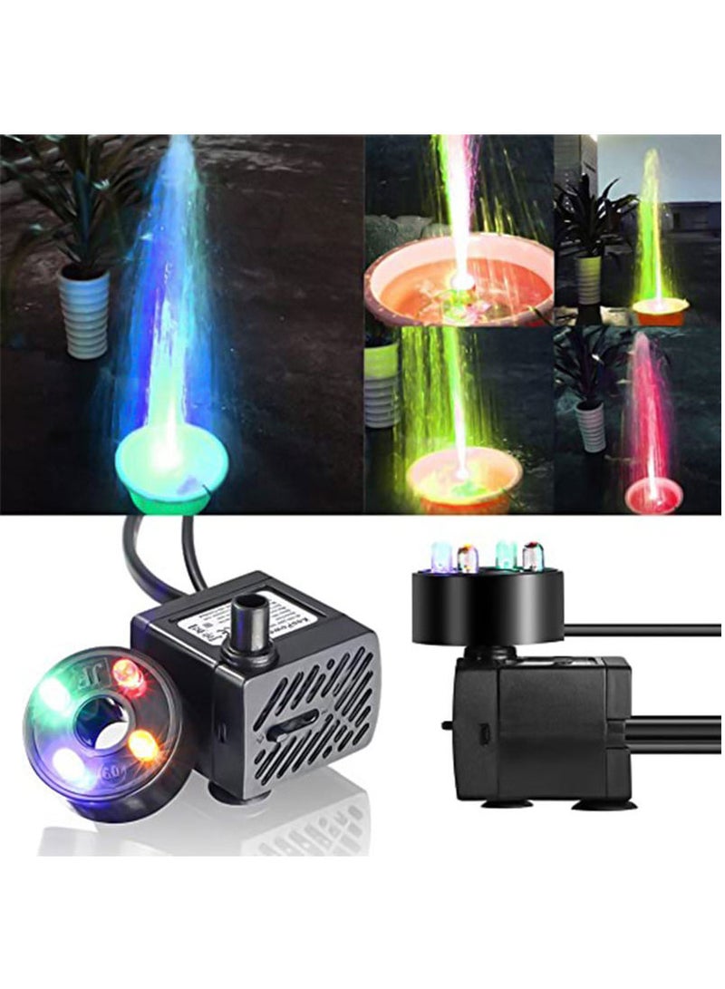 Generic Submersible Water Pump Fish Tank Submersible Water Pump with 4 LED Light for Fountain Pool Garden Pond Fish Tank Aquarium  - Image 1