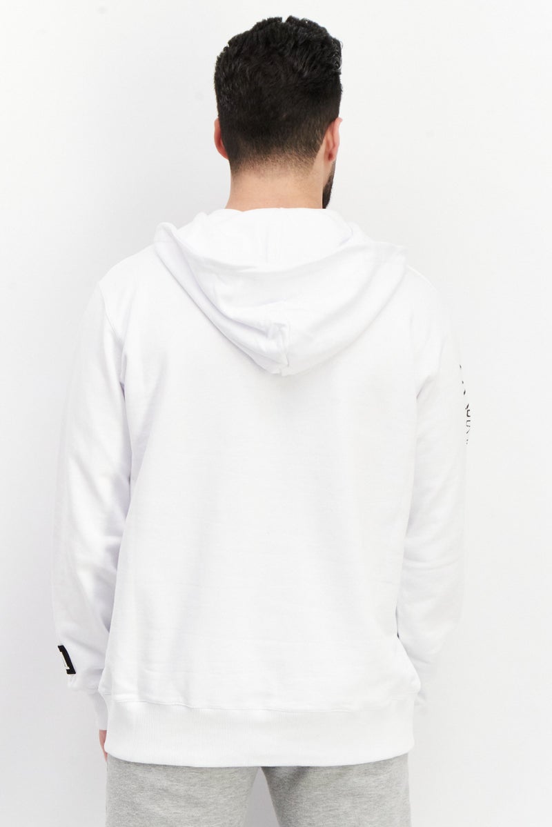 KA-1 Men Hooded Graphic Print Long Sleeves Sweatshirt, White - Image 4