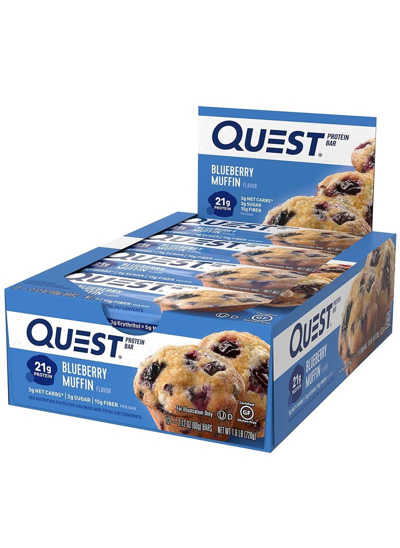 QUEST NUTRITION - 12 Piece Protein Bars Blueberry Muffin 720g - Image 1