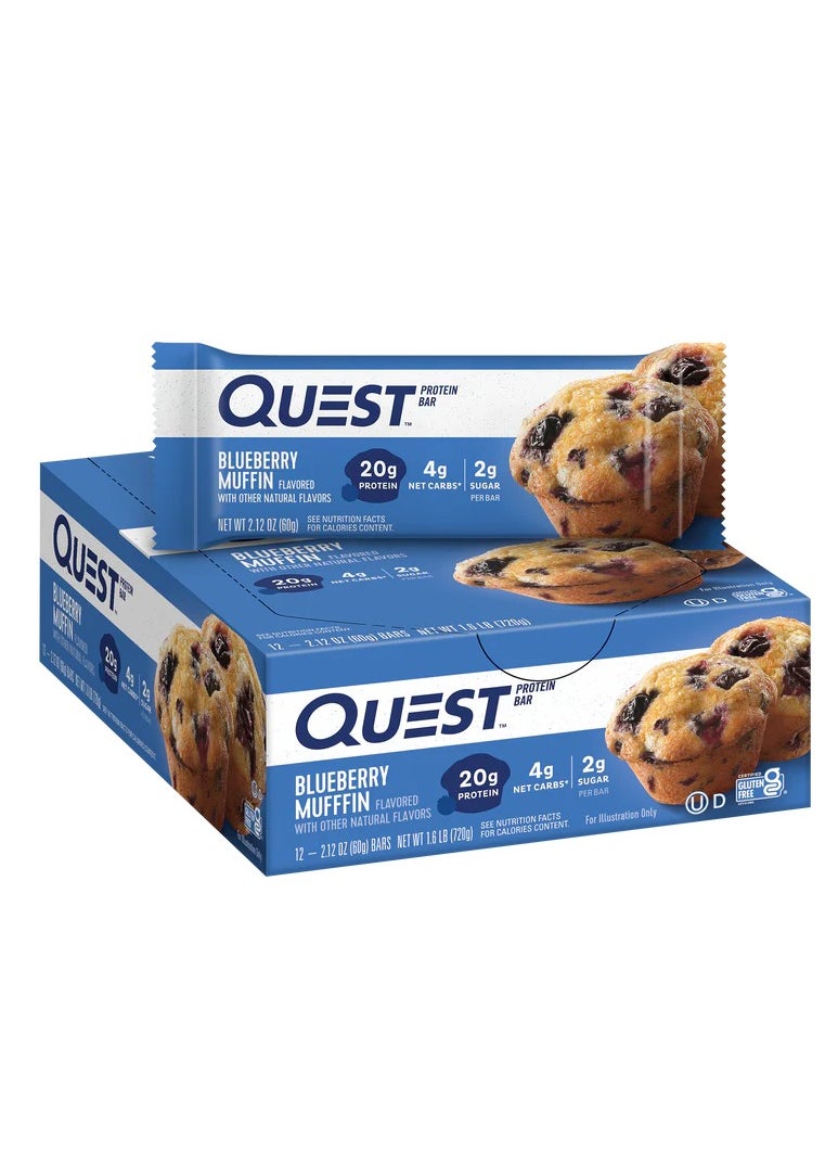 QUEST NUTRITION - 12 Piece Protein Bars Blueberry Muffin 720g - Image 1