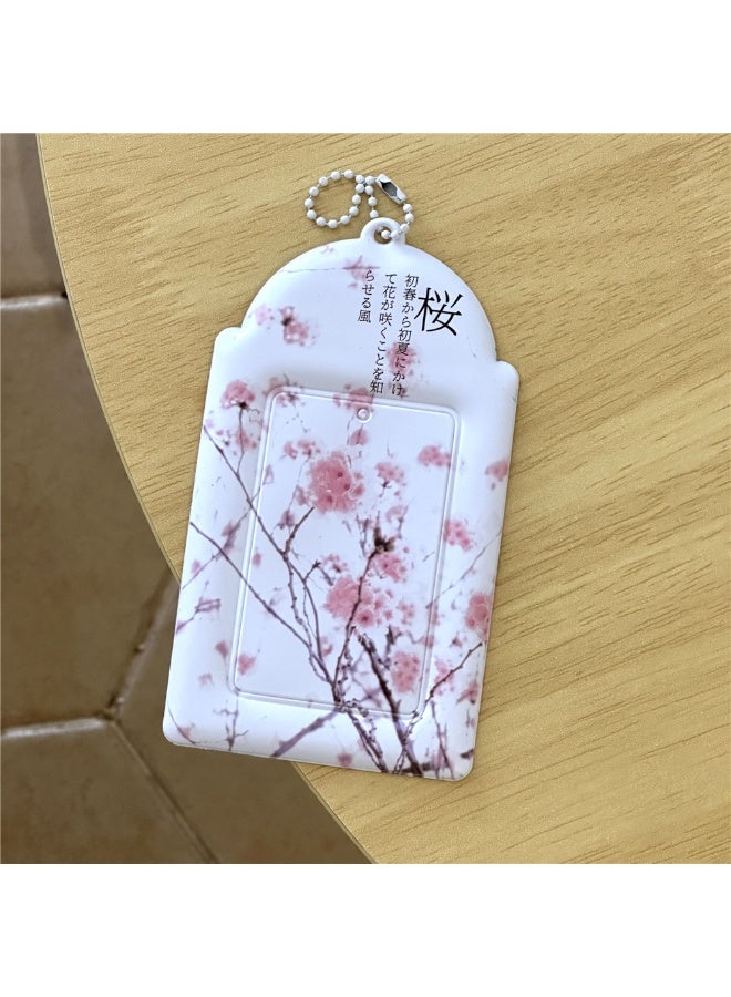 NIBEMINENT 1 - Piece Cherry Blossoms Sea ​​Salt Kpop Photo Card Holder Pendant Key Chain ID Badge Holder ID Card Holder Photo Card Protector for School ID Office ID Access Card for Women Girls - Image 1