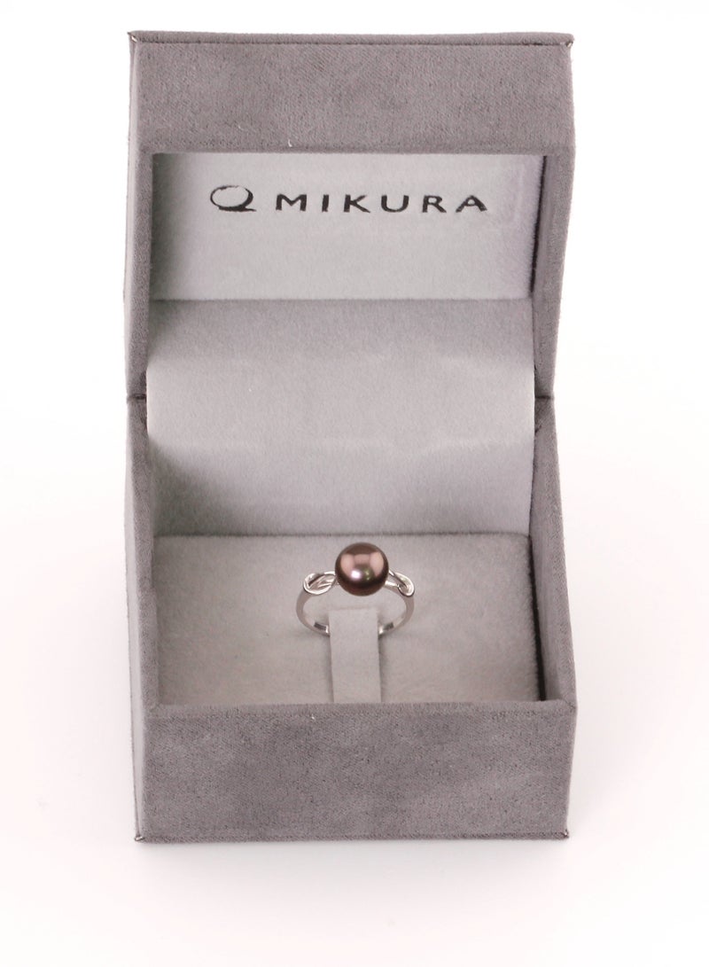 MIKURA Ring, Freshwater Pearls, A Quality, Treated Black Color, 9.0-8.5MM, 18KW  - Image 2