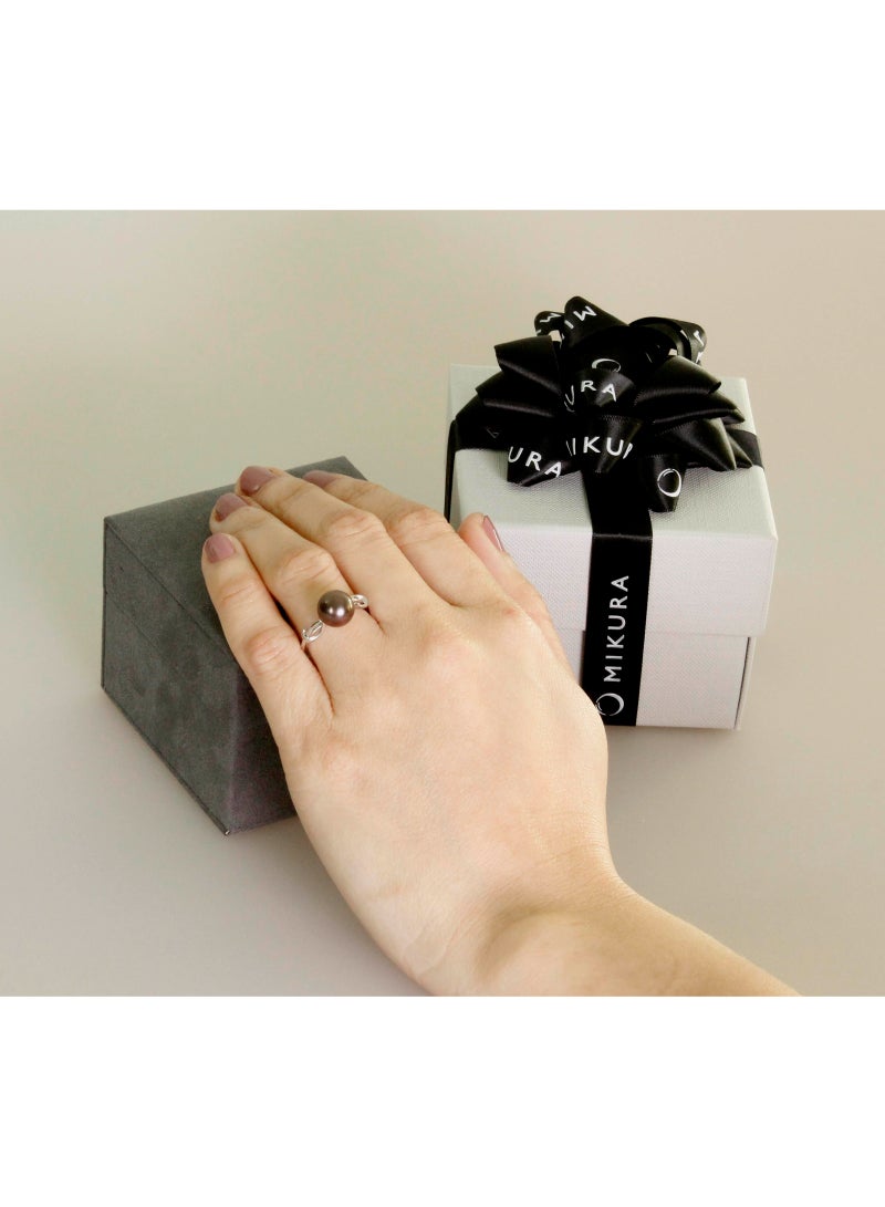 MIKURA Ring, Freshwater Pearls, A Quality, Treated Black Color, 9.0-8.5MM, 18KW  - Image 3