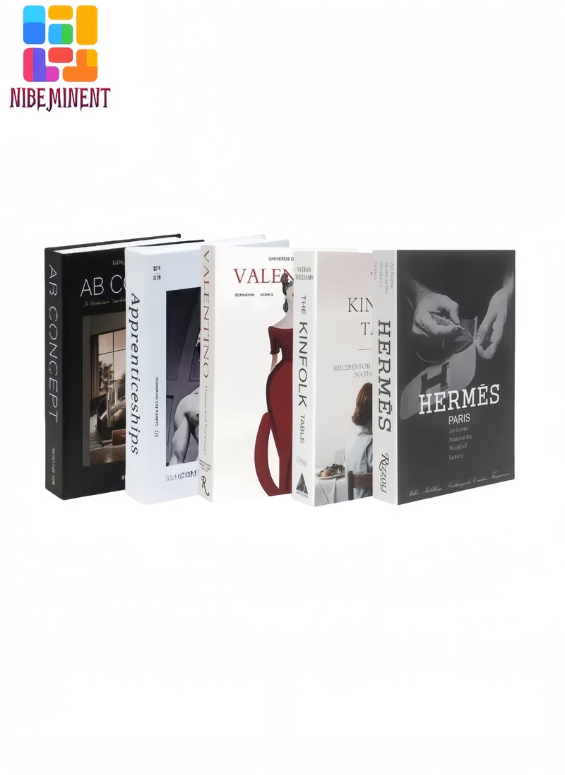 NIBEMINENT 5 Pieces Decorative Books, Faux Books with Hidden Storage, Decorative Books for Bookshelf Coffee Table, Decorative Book Boxes, Hollow Books for Living Room  - Image 1