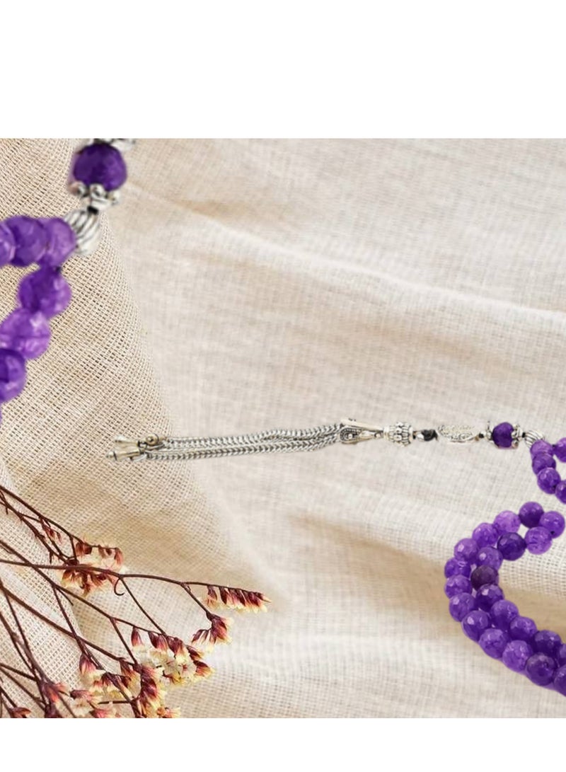Luxurious agate rosary that combines natural beauty with elegant decoration - featuring a purple color