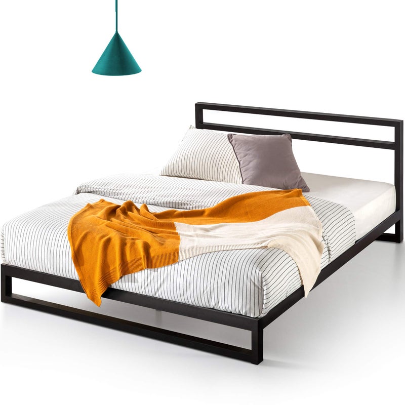 ZINUS Trisha 7 Inch Metal Platform Bed Frame with Headboard Wood Slat Support No Box Spring Needed Easy Assembly Twin Black