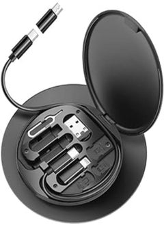 Poly Pocket Multi-Functional Compact Cable kit with 22" USB-C Cable & USB-A/Micro-USB/Light/OTG USB Adapter Convertor Storage Box for Traveling Phone Pad Charging PC Computer Data Transfer (Black)