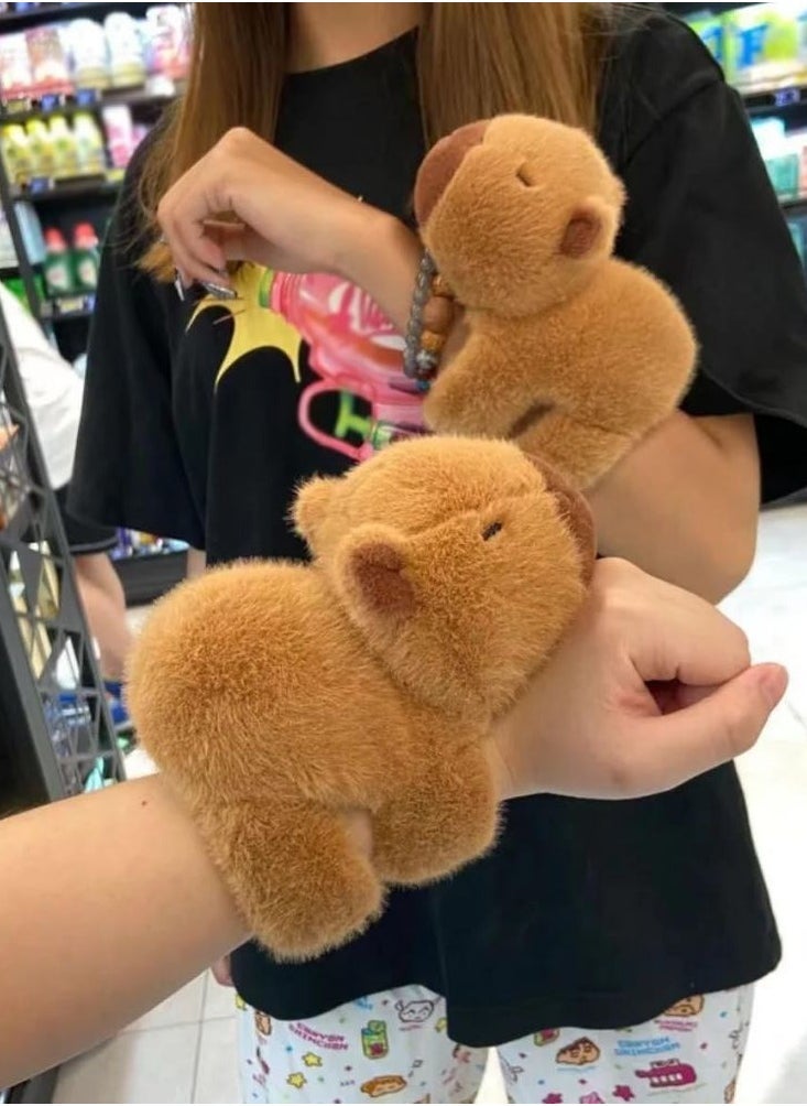 KASTWAVE Capybara Plush Toy,Stuffed Animals Slap Bracelet,Plush Animal Wristband,Capybara Doll Gift for Boys and Girls,Capybara Slap Rings,Cute Capybara Stuffed Toy, Home Decoration (2Pcs)  - Image 4