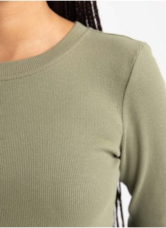 DeFacto Rib Round Neck Bodycon Midi Dress by Styli  - Image 5