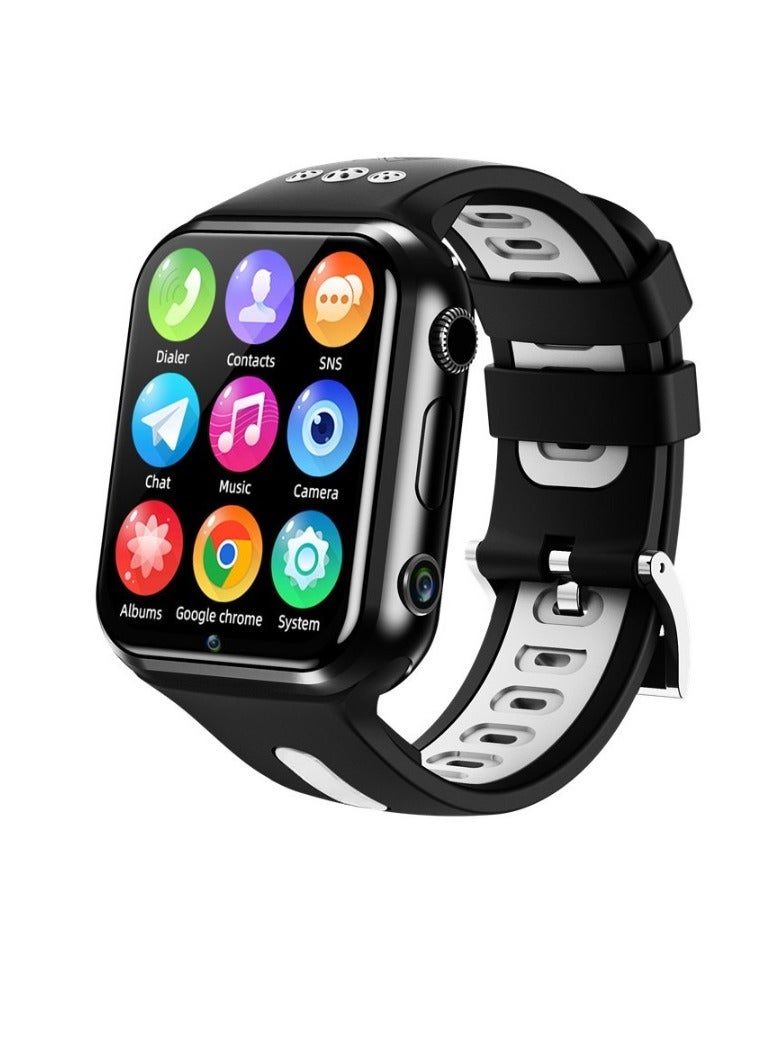 ساعة ذكية W5 Pro، ساعة هاتف للأطفال 4G، خفيفة الوزن ومريحة لتتبع اللياقة البدنية للأطفال، سوار معصم ذكي كامل اللمس مزود بمكالمات بلوتوث للأطفال، (قطعة واحدة، أسود وأبيض) - Image 1