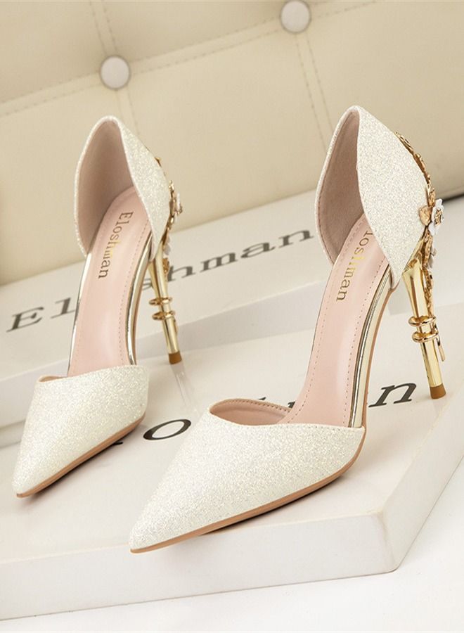 Eloshman Pointed Heel Shoes 9CM White - Image 1