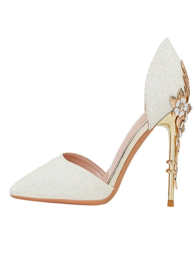Eloshman Pointed Heel Shoes 9CM White - Image 3