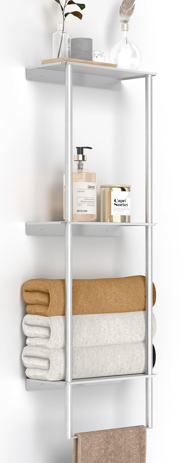 Towel Racks for Bathroom 3 Tier Towel Rack with Shelf and Towel Bar Wall Mounted Towel Rack Towel Storage and Organizer  Brushed Nickel