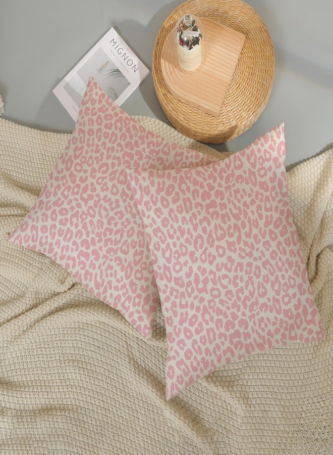 OFIRD Leopard Print Pillow Covers 16x16 Pack of 2 Pink Animal Pattern Cheetah Decorative Throw Pillow Cover Outdoor Decor Boho Abstract Modern Pillowcase Farmhouse Linen Cushion Case for Couch Sofa - Image 5