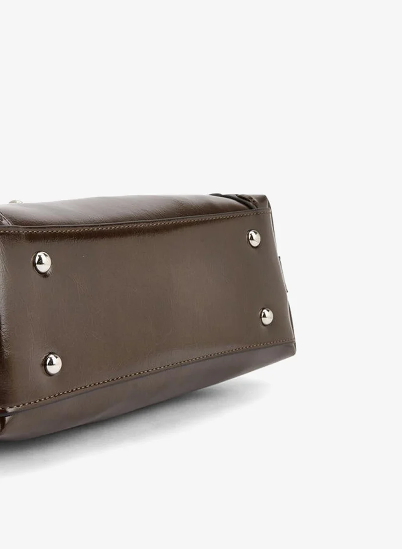 Celeste BROWN Solid Shoulder Bag With Padlock Accent for Women | Best Price UAE