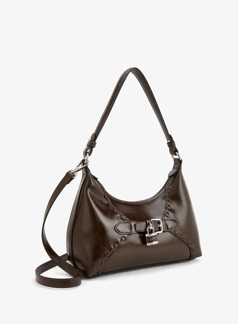 Celeste BROWN Solid Shoulder Bag With Padlock Accent for Women | Best Price UAE